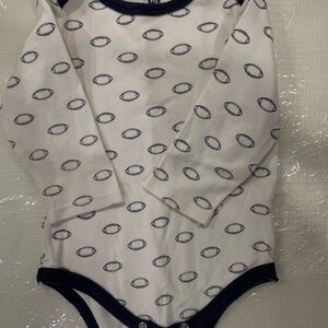 Charming Navy and White Football Print Bodysuit